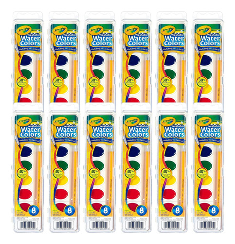 Crayola - Acuarelas Lavables En 8 Colores Vibrantes, 12 Jueg