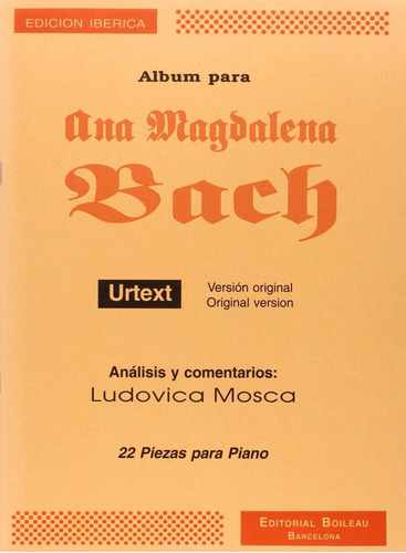 Libro Albúm Para Ana Magdalena Bach Urtext