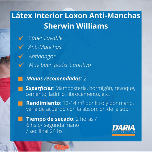 Loxon Latex Antimanchas Lavable Interior Satinado X 1 Lts