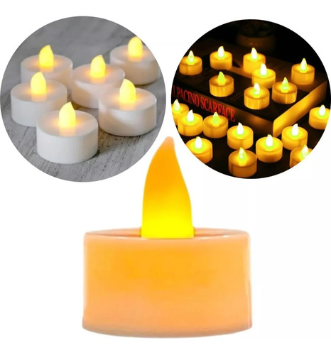 Set X24 Velas Led De Plastico Decoracion Souvenir Calida