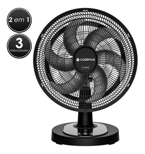 Ventilador Cadence Turbo Conforto Black Estrutura Preto 220V