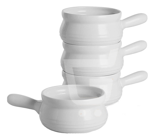 Taza De Cerámica Con Mango Práctico X4 Unid Cocina Tazon    