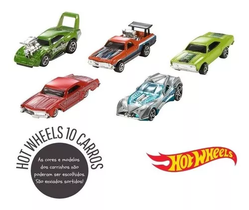 Carros Hot Wheels Com 10 Carros Sortidos Escala 1:64 Mattel