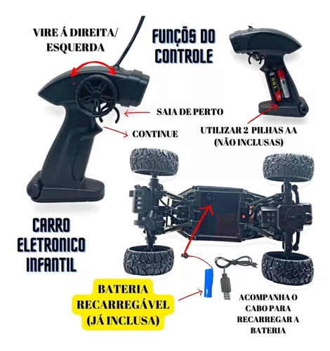 Carrinho Controle Remoto 4x4 Monster Presente Para Menino Cor Vermelho