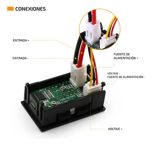 Voltimetro Amperimetro Medidor 99.9v 10a Display Rojo Y Azul