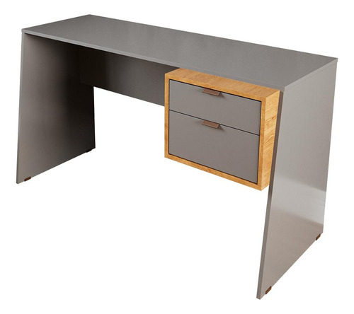 Escrivaninha Versa Mesa Para Computador Com 2 Gavetas Cor Titanium/naturale