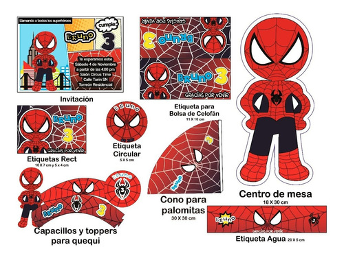 Kit Imprimible De Spiderman (invitación,mesa De Snacks)