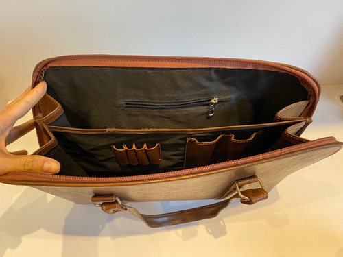 Bolsa Pasta Com Divisória Marrom Em Couro Marrom Lisa Prata Marrom (Usado)