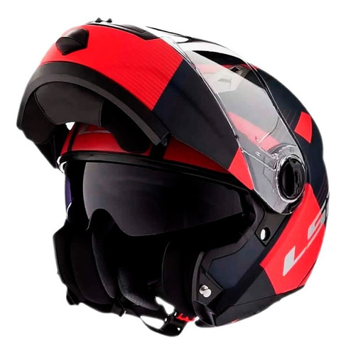 Casco Ls2 Abatible Ff370 Easy Milan Rojo Gris Matte/ecer2205