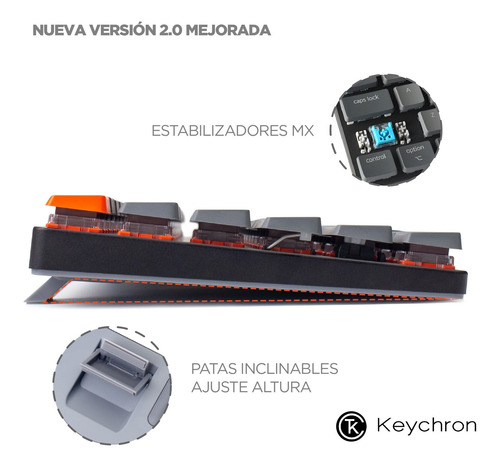 Imagen 5 de 10 de Teclado Mecanico Wireless Keychron K3 Version 2 Rgb Qwerty Brown Switch Hotswappable Distribución Ansi Inglés Us Low Profile Bluetooth Gamer Coder Pc Mac Tamaño Layout 75%