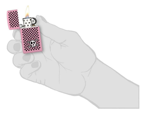 Encendedor Zippo Checkered Skull Design Rosa Zp48680