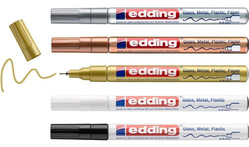 Edding 780 Marcador Pintura Brillante Negro Blanco Oro Plata