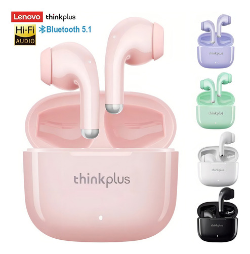 Fone de ouvido sem fio Lenovo Lp40 Pro Mic, rosa