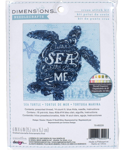 Dimensions Sea Turtle Animal Kit De Punto De Cruz Contado Pa