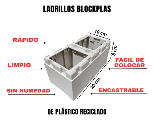 Ladrillo Plástico Reciclado Blanco Blockplas X Mts2