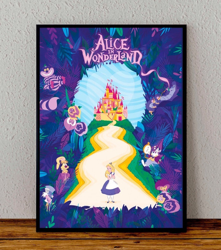 Cuadro 33x48 Poster Enmarcado Alicia In Wonderland Pelicula