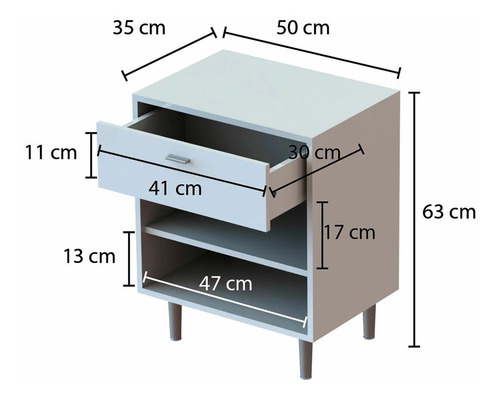 Imagen 2 de 5 de Mesa De Luz Valencia Centro Estant Mle10p Con 1 Cajón