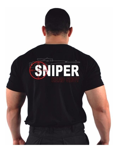 Camiseta Bordada Sniper 100% Algodão - Original