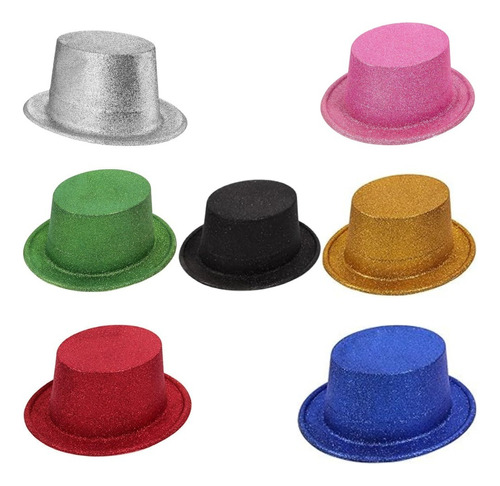 Galera Plástico Glitter X 12 Gorro Sombrero Cotillón Carioca