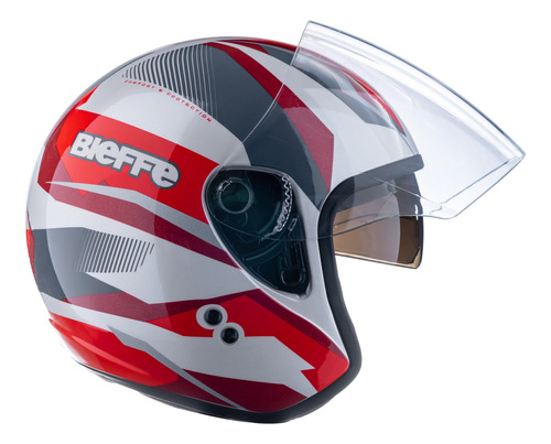 Capacete Aberto Bieffe Allegro Vtr Vermelho Oculos Moto