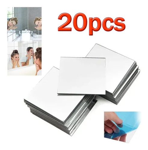 30 Hojas Adhesivas De Espejo Cuadrado De 20 Cm