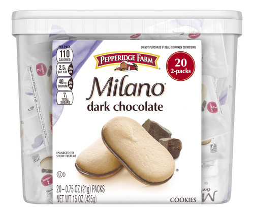 Pepperidge Farm Milano - Galletas De Chocolate Negro, 20 Paq