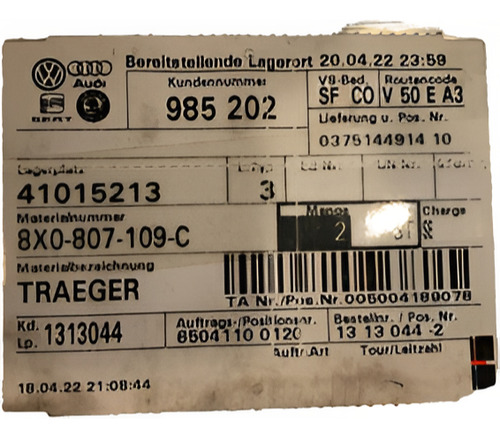 Alma De Paragolpe Delantero Audi A1 10/15 Original