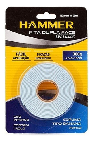 Fita Dupla Face Espuma Tipo Banana 15mm X 2m Fdf152 Hammer