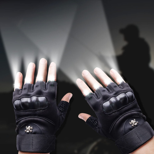 Guantes De Linterna Led, Guantes Con Luz De Medio Dedo,