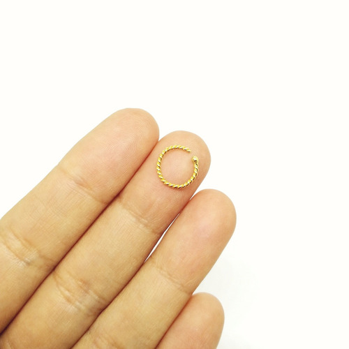 Piercing Nostril Argolla 10mm Torcida Para Nariz Oro 10k Color Dorado