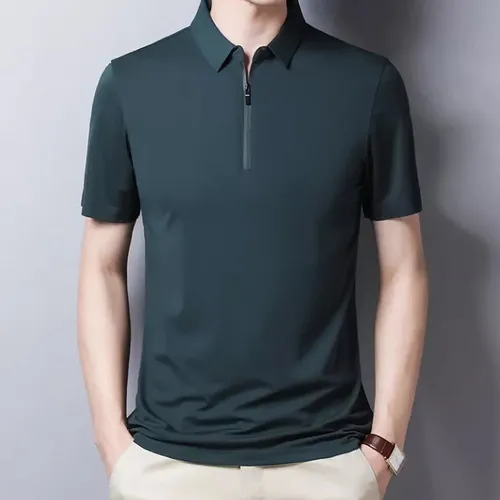 U Playeras De Seda Para Hombre Con Cremallera, Camisas