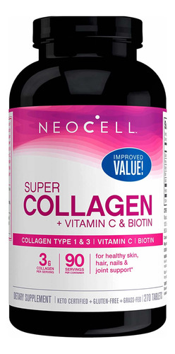 Colágeno + Vitamina C + Biotina Neocell X 270 Cápsulas