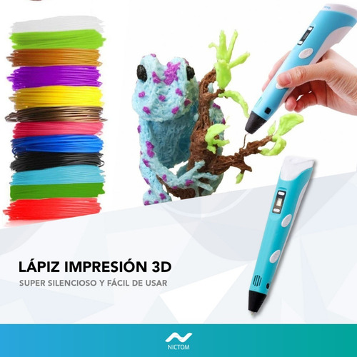 Imagen 2 de 5 de Lápiz Impresión 3d Nictom L3d Dibujo Oled Celeste Tl