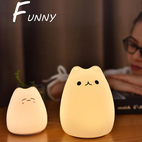 Bonita Luz Nocturna Led Para Gatos, Silicona Que Cambia De C