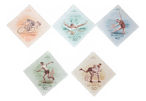 Estampilla De Hungría Tema Deportes 5 Sellos Mint Año 1953