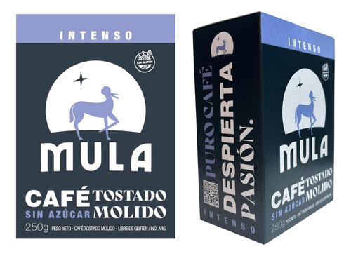 Café Tostado Mula Molido Sin Azúcar Ni Gluten - Intenso