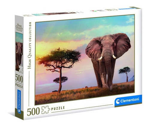 Puzzle Atardecer En Africa Elefante -500 Piezas - Clementoni