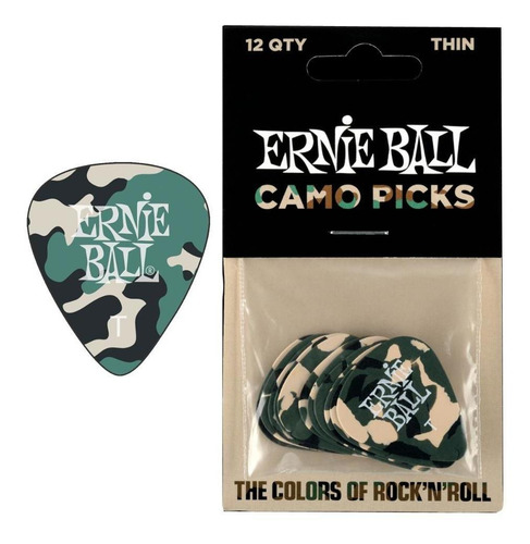 Palheta Fina Camuflagem Celuse Pct C/12 P09221 - Ernie Ball Tamanho Fino