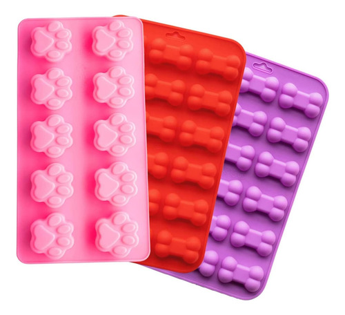 3 Moldes De Silicona Para Cachorros Con Forma De Pata Y Hues