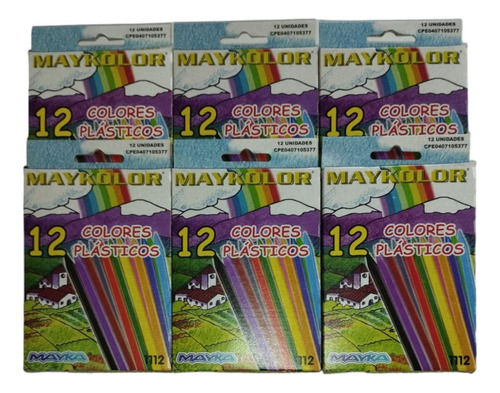 Creyones Plasticos Maykolor 12 Colores (pack 6 Cajas)