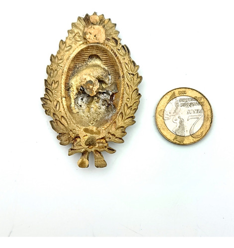 Escudo Nacional Antiguo De Bronce (6,5 Cm) - Militaria (Usado)