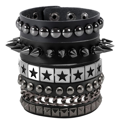 Jaztaku-pulsera Punk Unisex, Brazalete Con Puntas Góticas, P