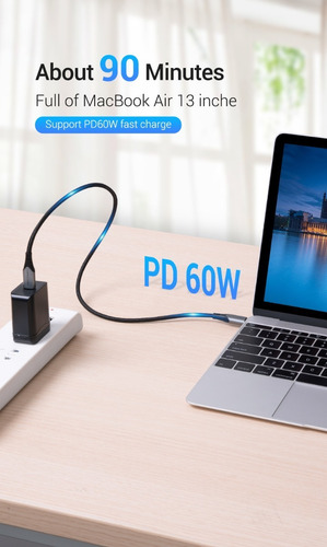 Imagen 5 de 7 de Cable Usb-c 3.1 Macho-macho Marca Vention 1 Metro