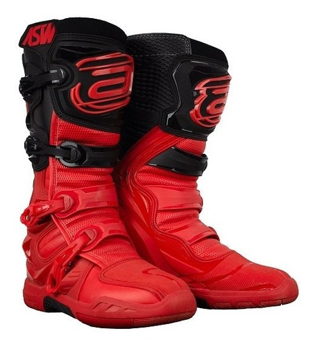 Bota Asw Elevate Vermelho Preto Cross Motocross Trilha