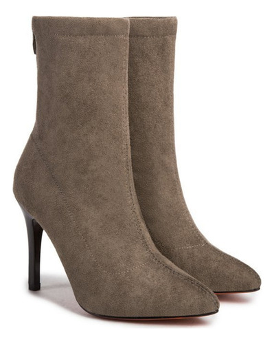 Bota De Tacón Alto Mujer Moda Elegante Cómodo Con Cremallera