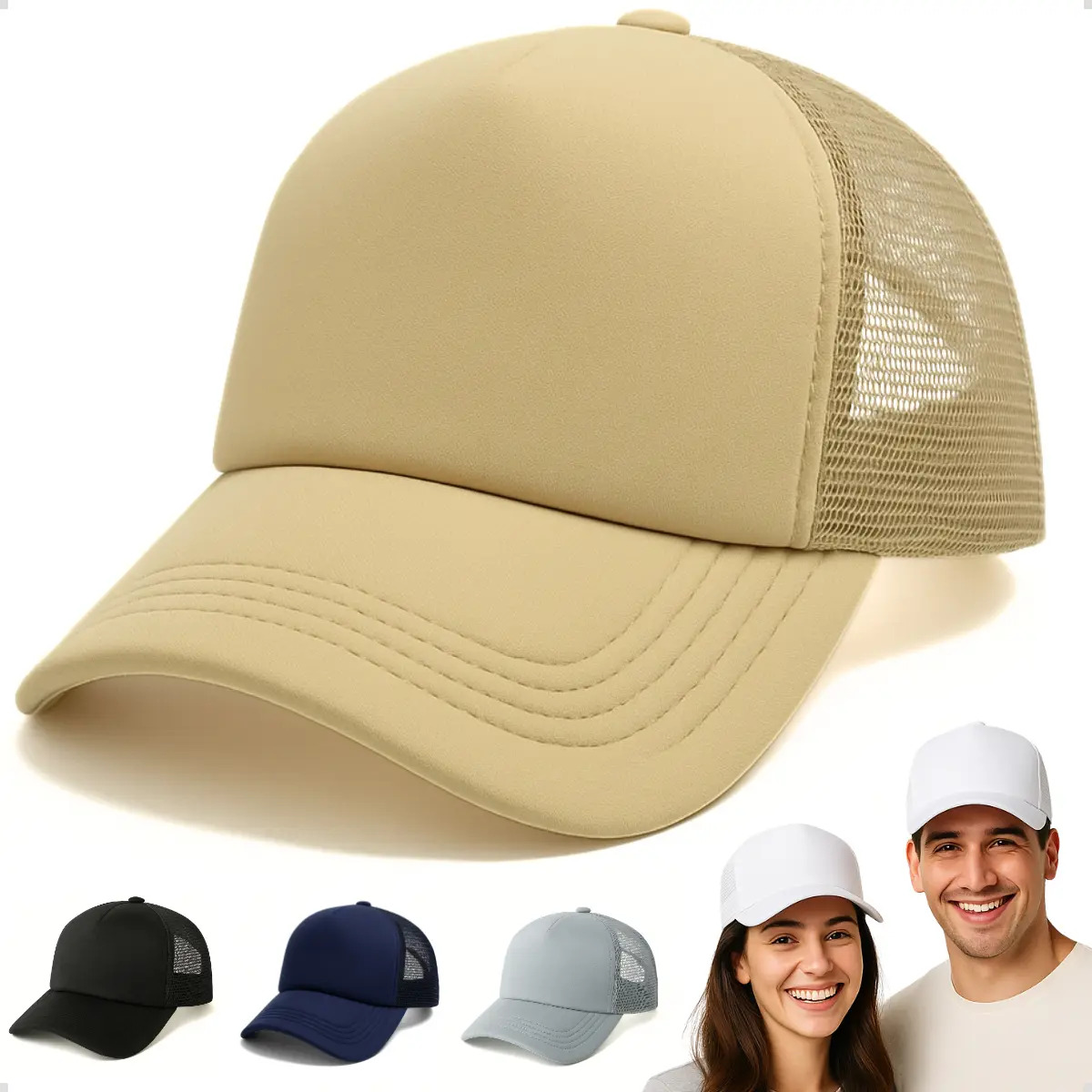 Boné Trucker Preto Liso Redinha Aba Curva Telinha Cor Palha Tamanho Un Com Ajuste