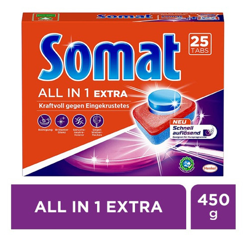Imagen 1 de 3 de Detergente Lavavajillas, Somat All In One, 25 Pastillas P/ca