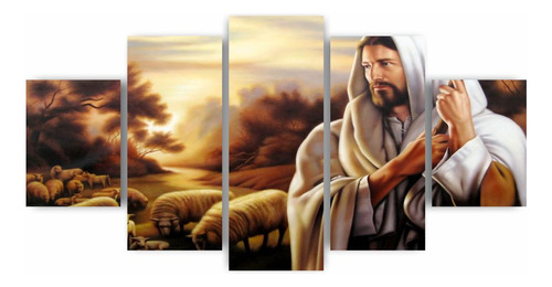 Kit Quadros Mosaico Mdf Jesus Bom Pastor 115x60cm