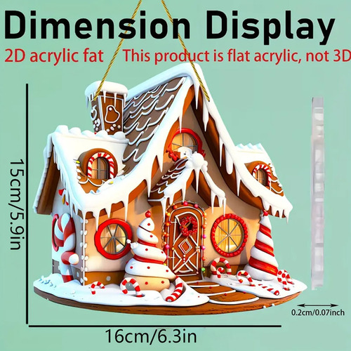 Decoração De Natal Gingerbread House Acrylic Hanging Can B