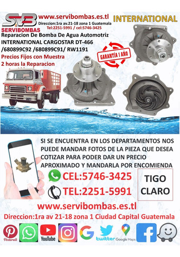 Reparacion De Bombas De Agua International Dt466 7.6 Maxxfor